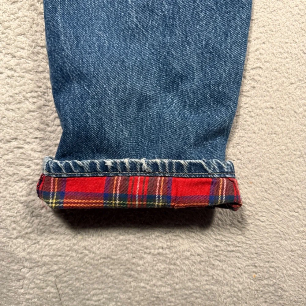 Vintage 90s LL Bean Jeans Mens 34x32 Flannel Lined Union Made in USA Fit Like 32